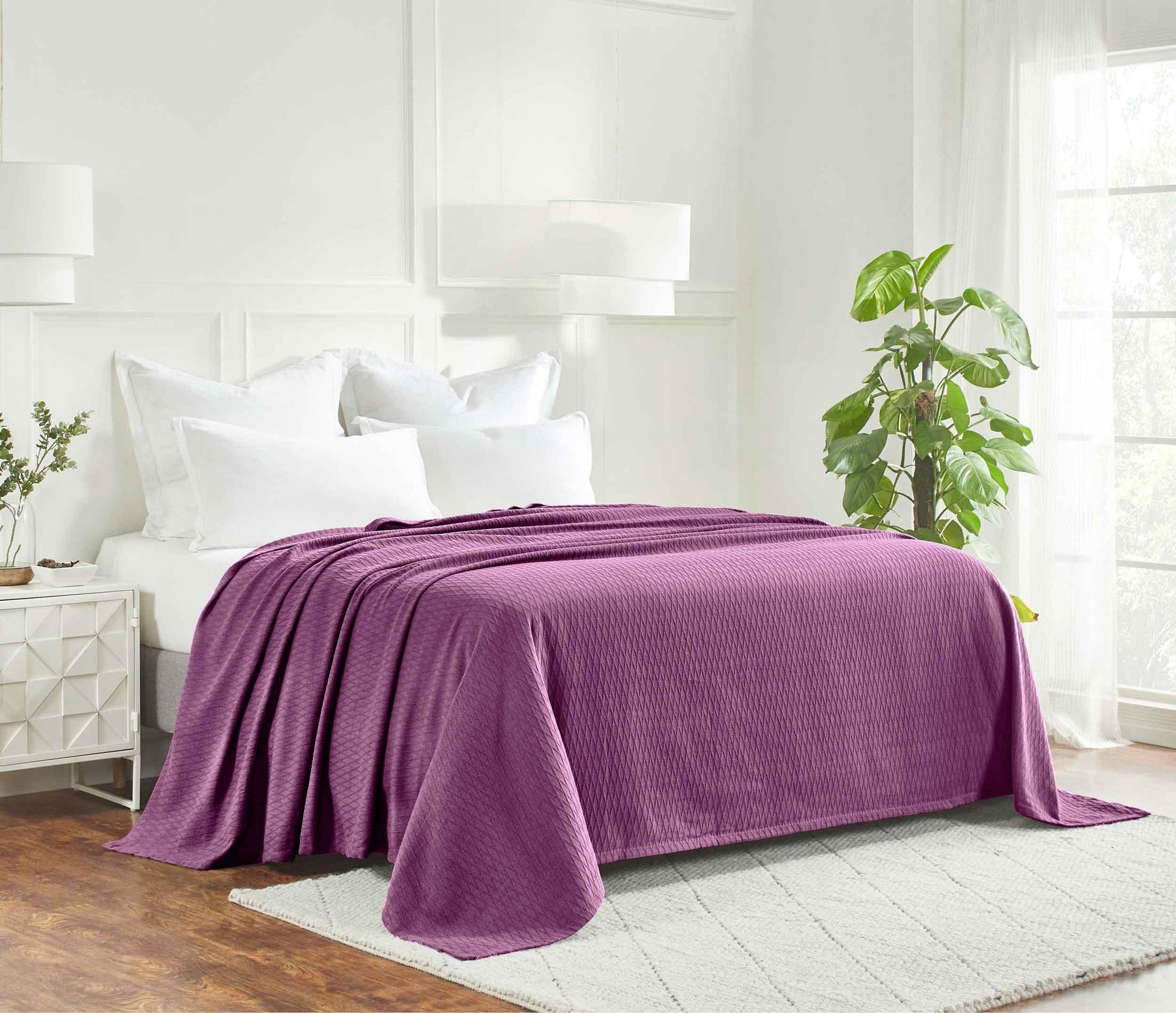 Diamond All-Season Cotton Blanket - Purple