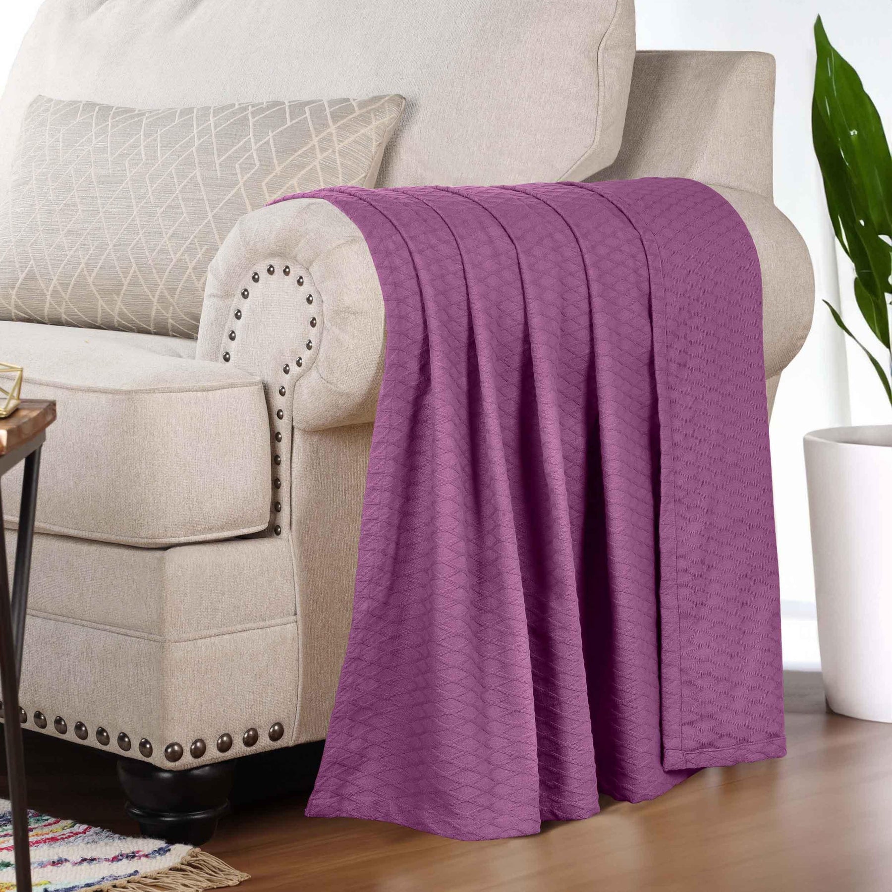 Diamond All-Season Cotton Blanket - Purple