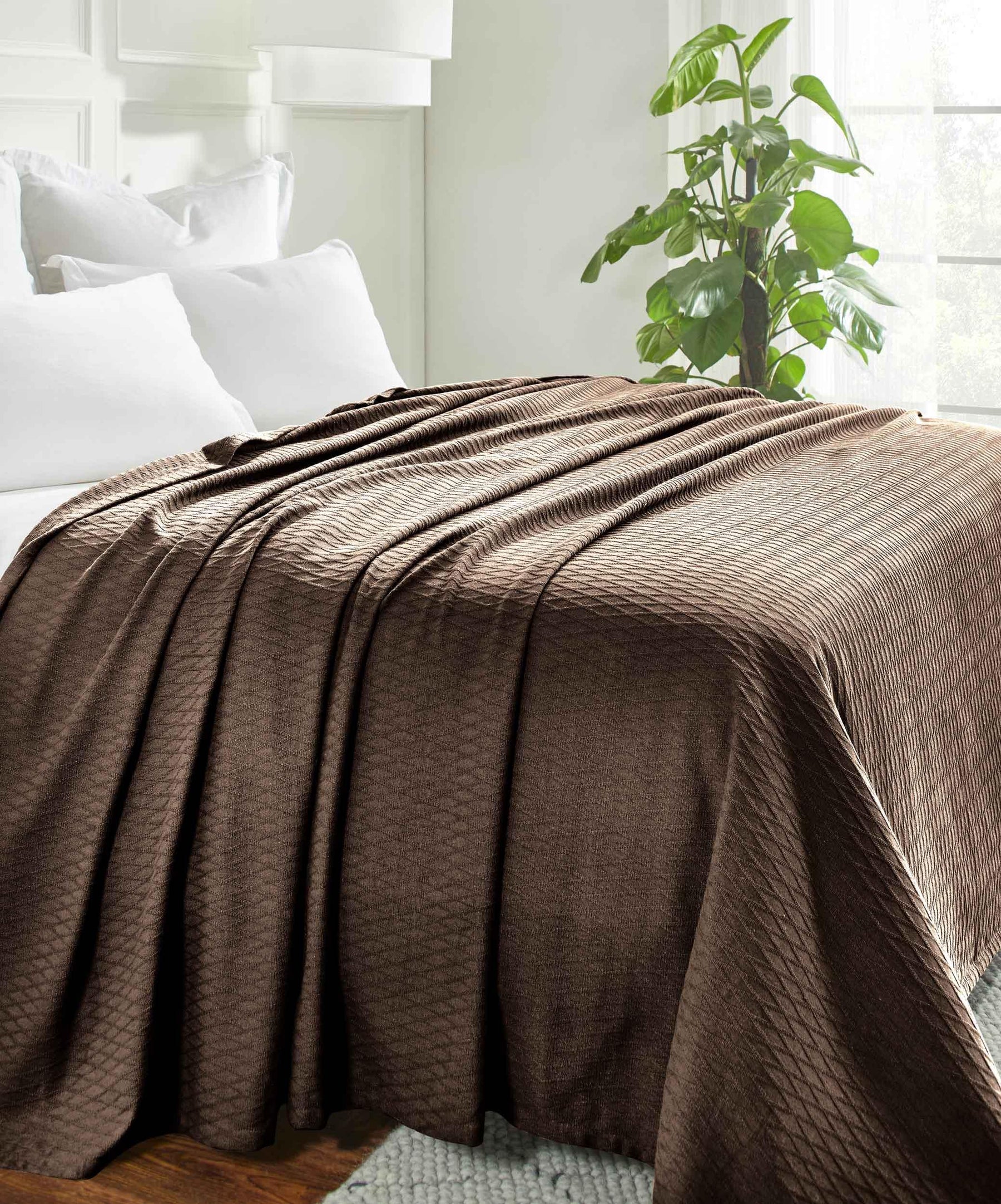 Diamond All-Season Cotton Blanket - Chocolate