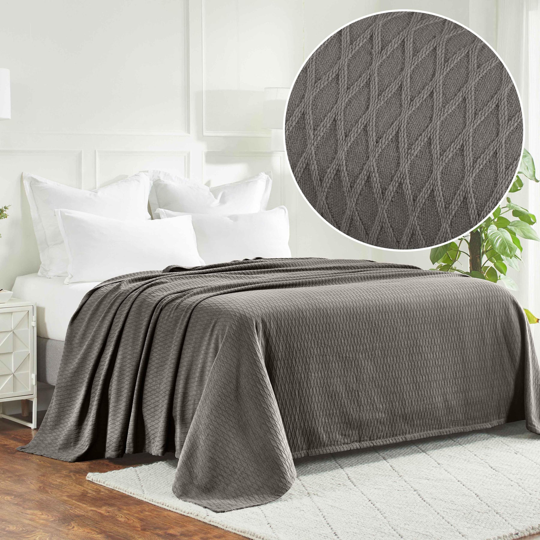 Diamond All-Season Cotton Blanket - Grey