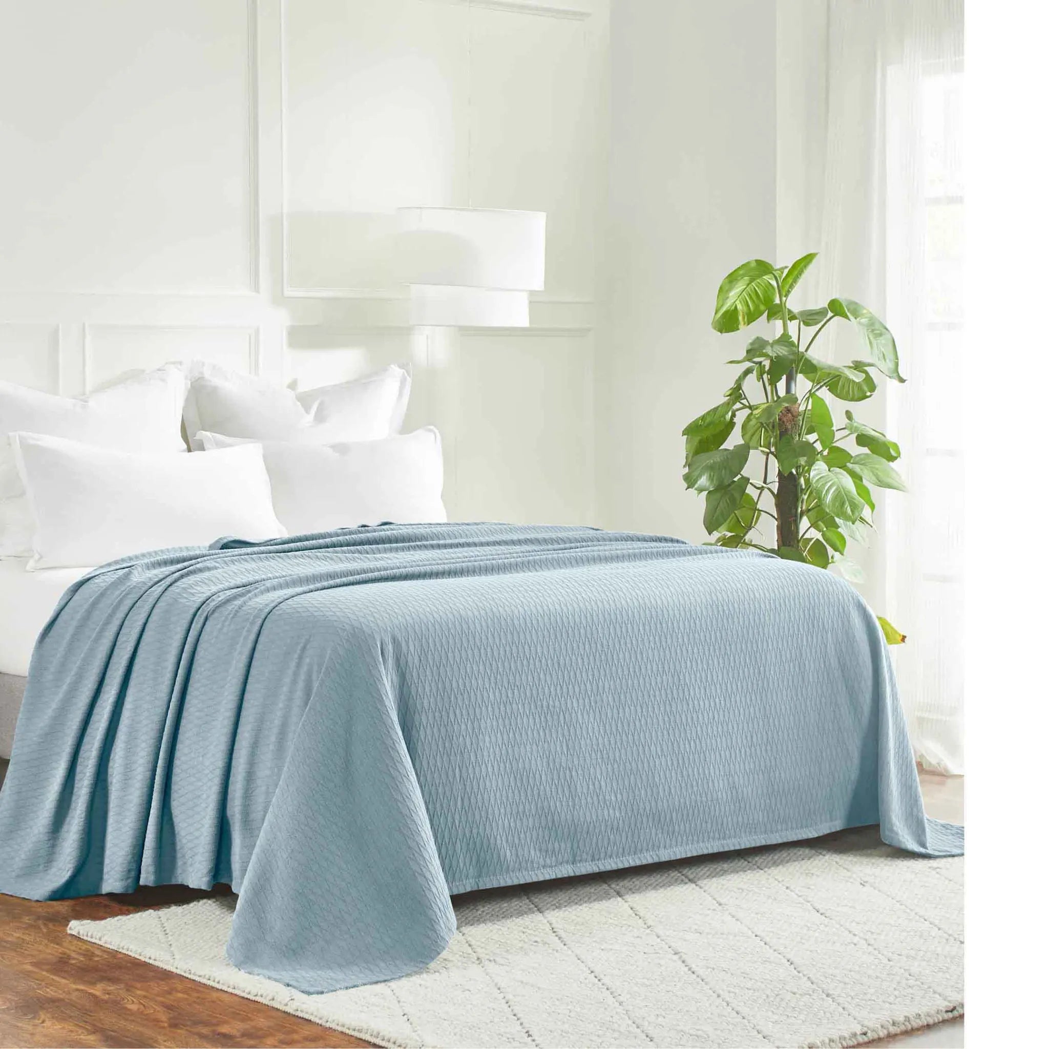 100% Cotton Thermal Blanket – Diamond Weave All-Season, Lightweight & Breathable