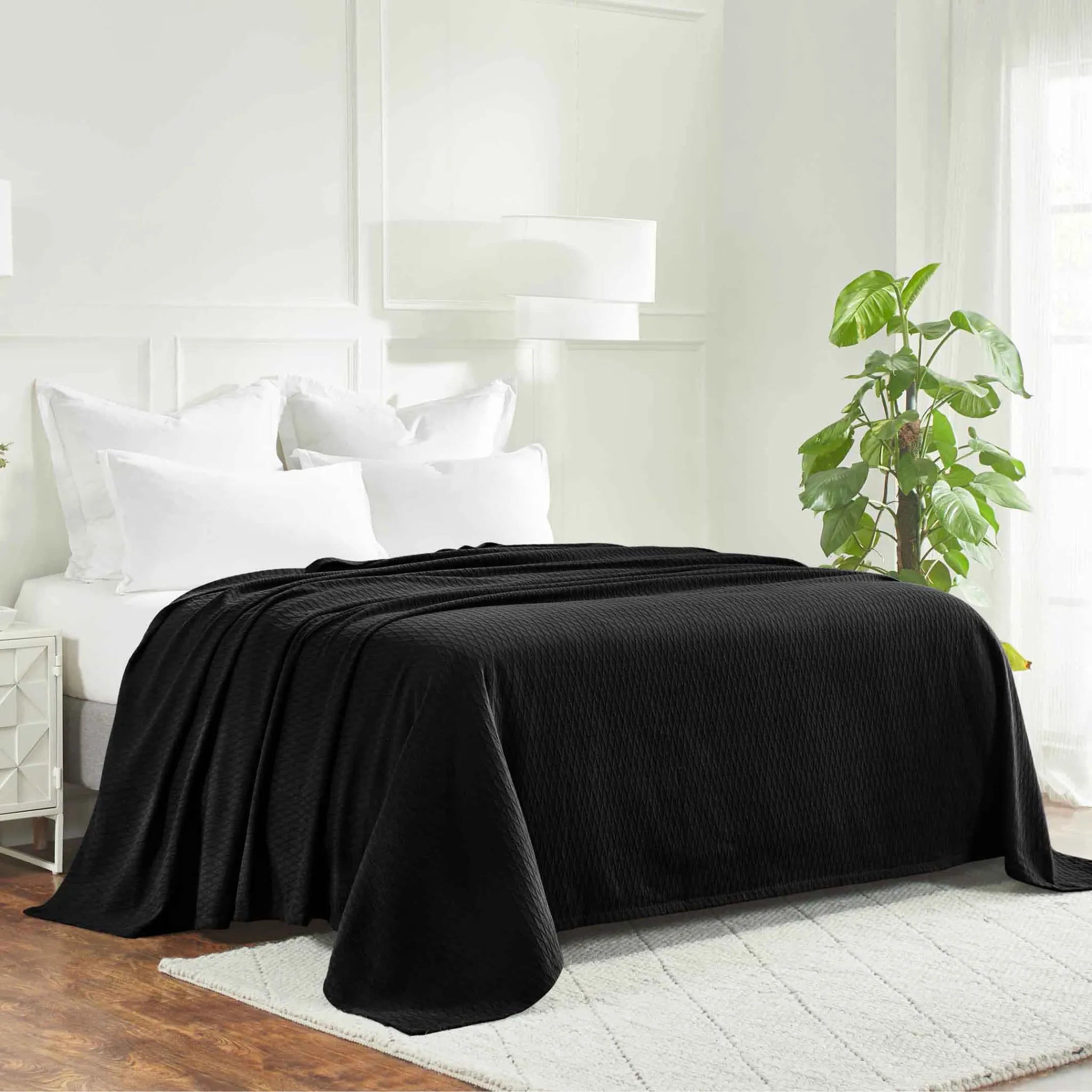 100% Cotton Thermal Blanket – Diamond Weave All-Season, Lightweight & Breathable