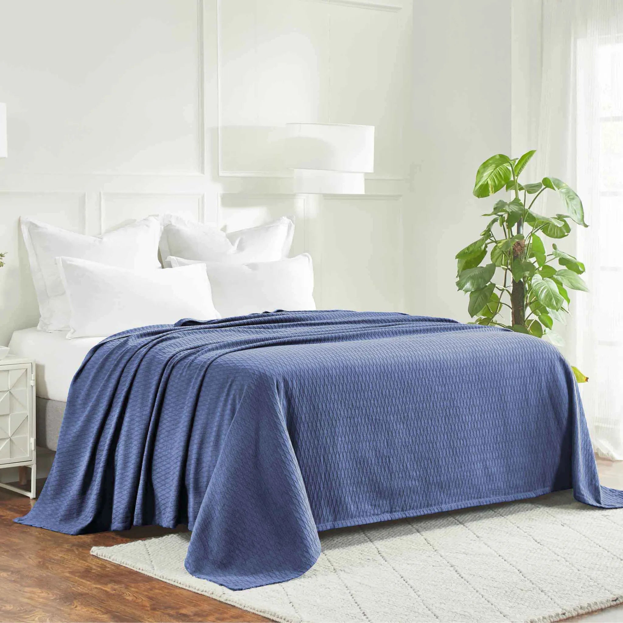 100% Cotton Thermal Blanket – Diamond Weave All-Season, Lightweight & Breathable