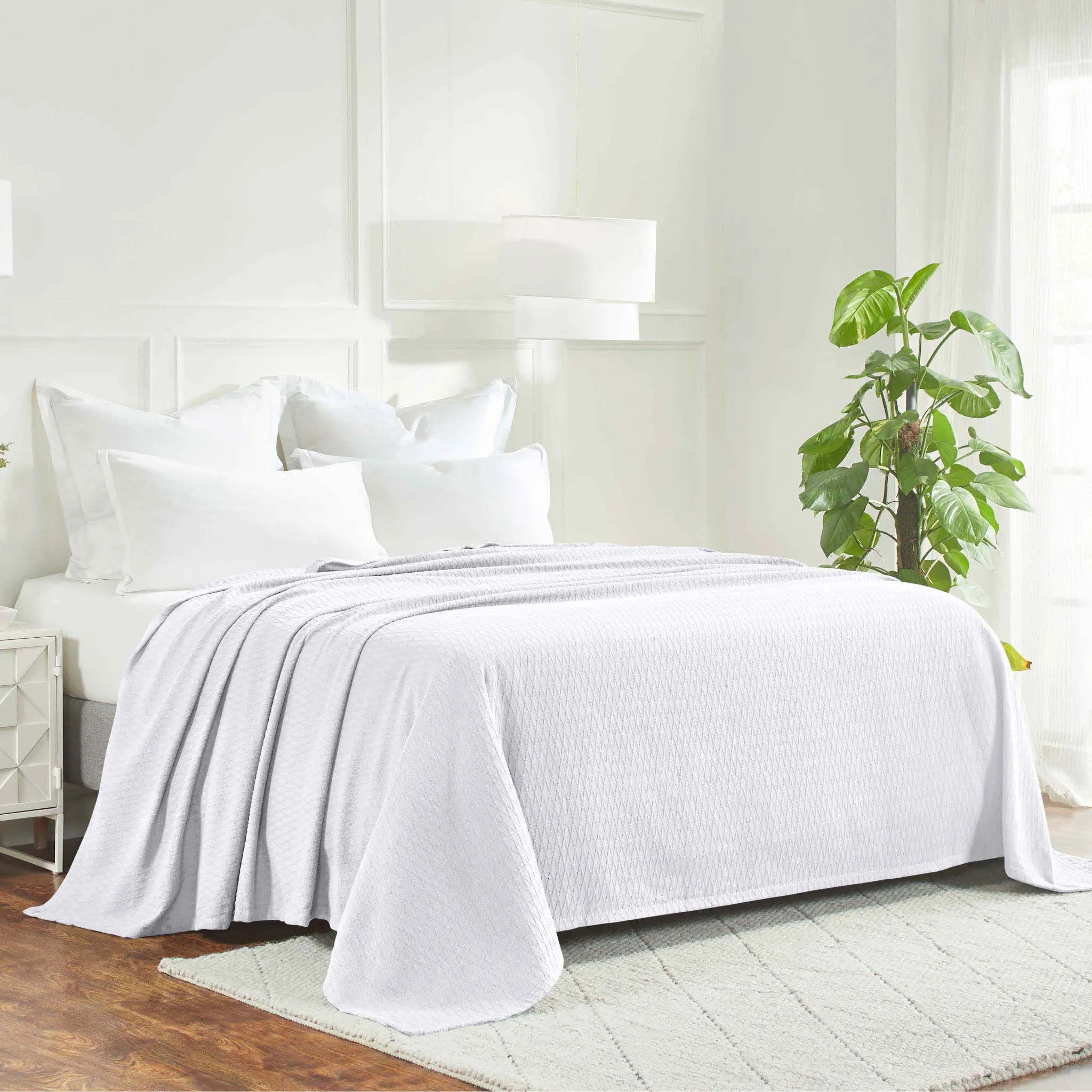 100% Cotton Thermal Blanket – Diamond Weave All-Season, Lightweight & Breathable