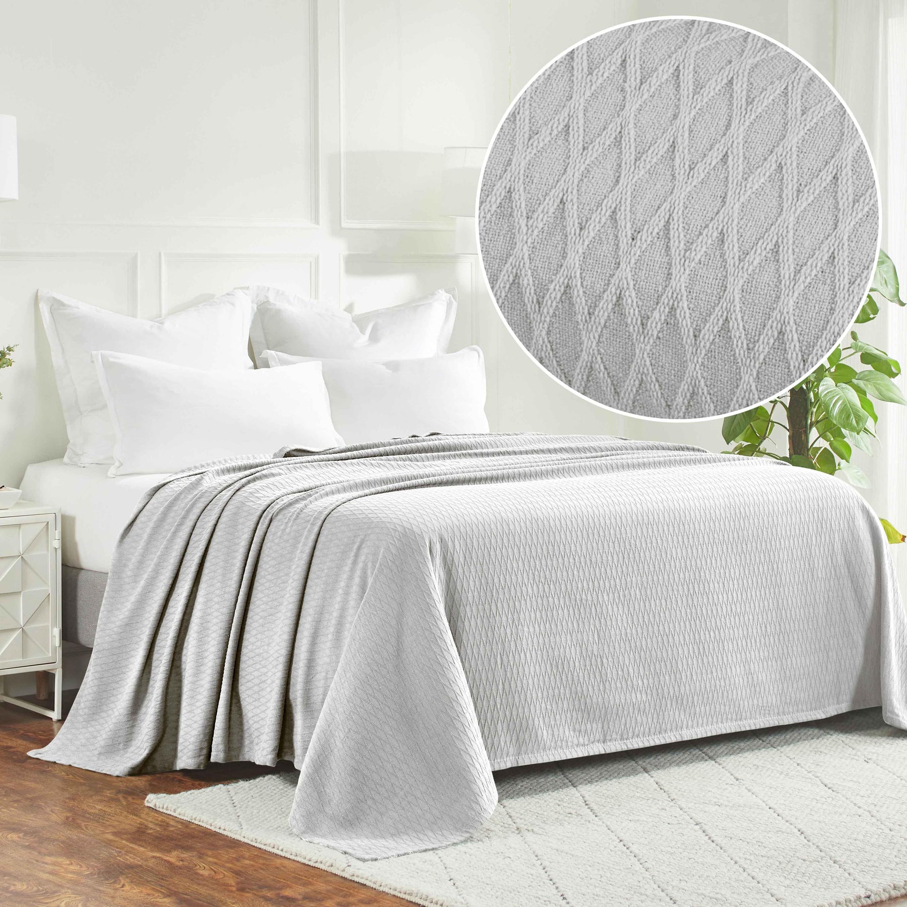 Diamond All-Season Cotton Blanket - Platinum