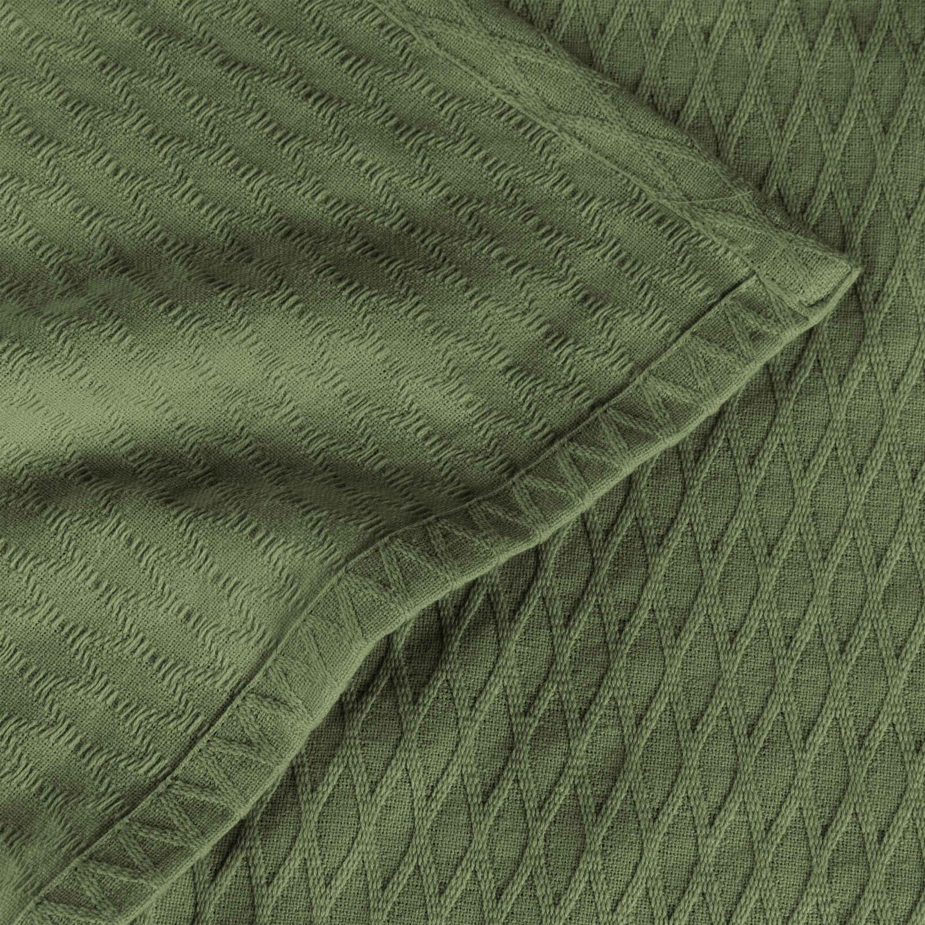 Diamond All-Season Cotton Blanket - Forest Green