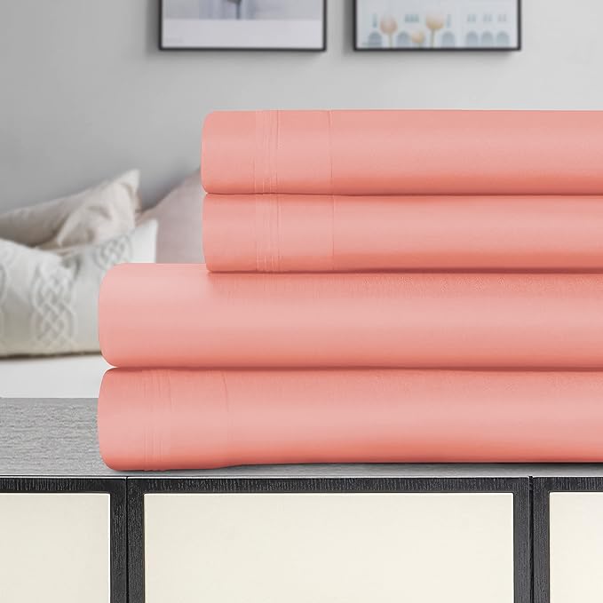 Egyptian Cotton 1500 Thread Count Eco Friendly Solid Sheet Set - DusterRose