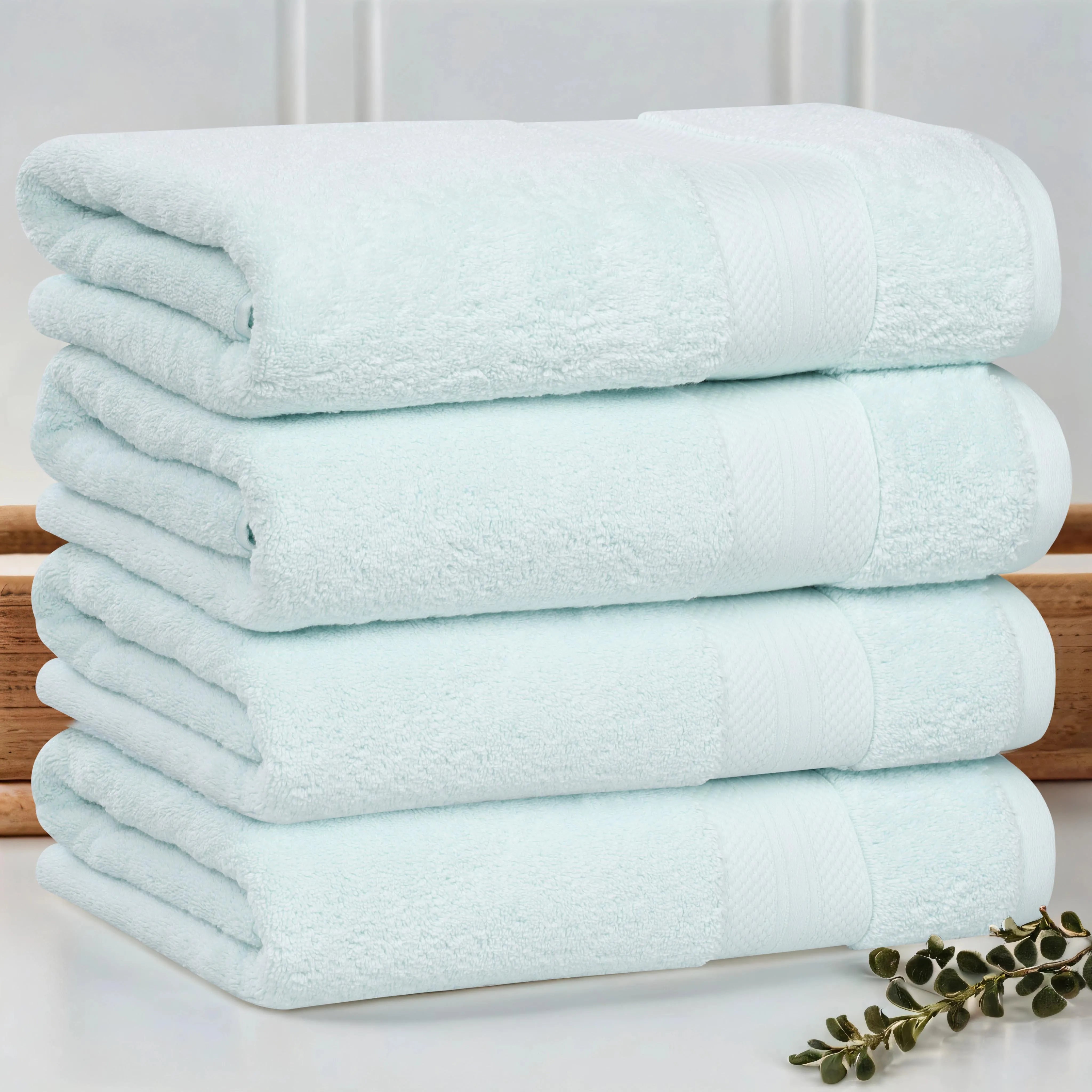 Aria Turkish Cotton Solid Heavyweight Plush Bath Towel Set of 4 - Bath Towel by Superior Brand