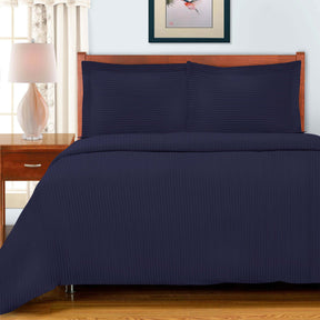 Superior Premium 600 Thread Count Egyptian Cotton Solid Duvet Cover Set - Navy Blue