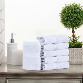 Egyptian Cotton Heavyweight 6 Piece Face Towel Washcloth Set - White