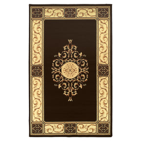 Superior Elegant Medallion Oriental Medallion Traditional Power-Loomed Indoor Area Rug - Coffee