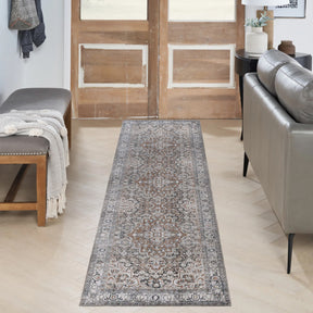 Elodie Distressed Bohemian Geometric Floral Medallion Indoor Area Rug - MossyGold