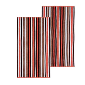 2 Piece Rope Textured Striped Oversized Cotton Beach Towel Set - Emberglow