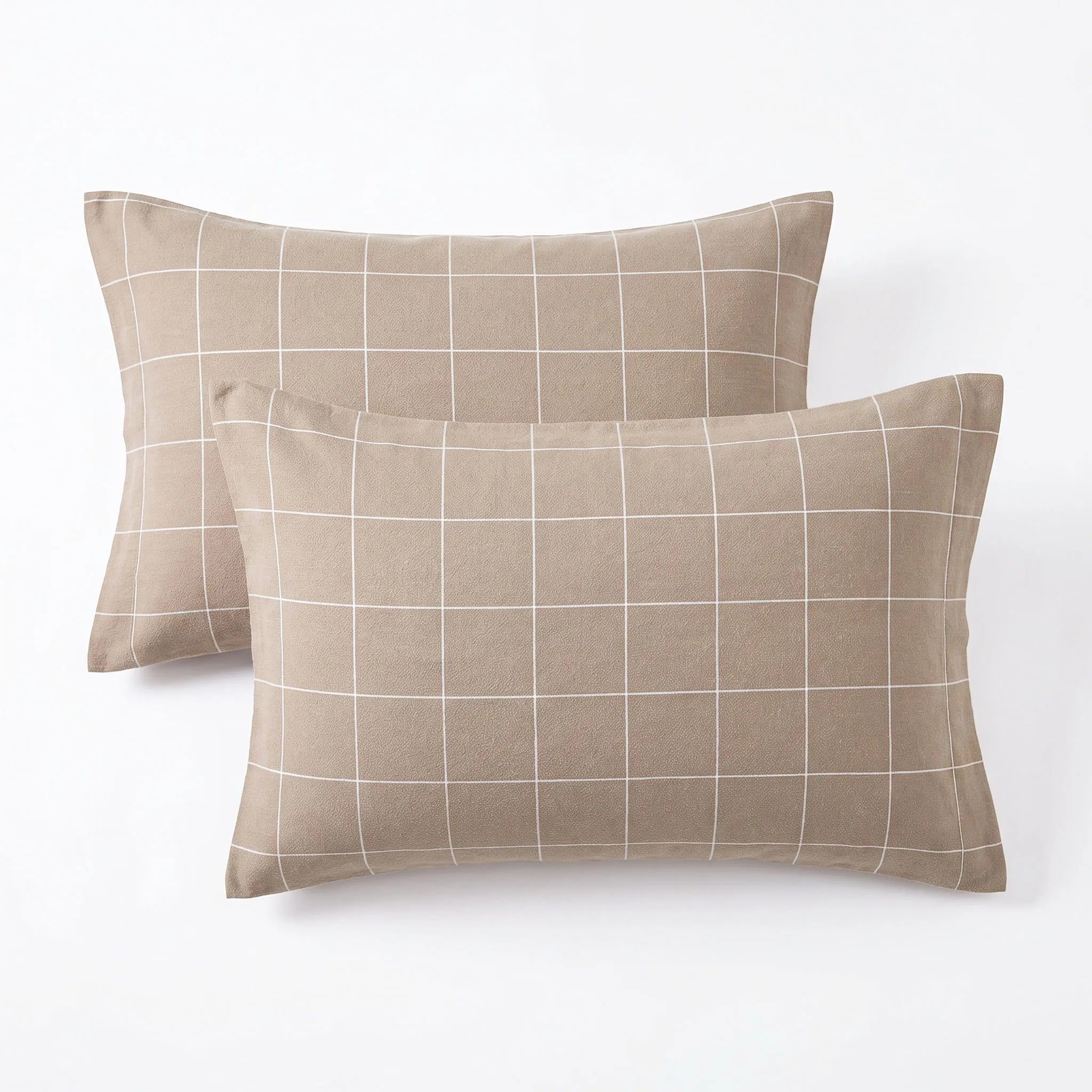 Emma Cotton Flannel Windowpane Grid Bed Pillowcases Set of 2