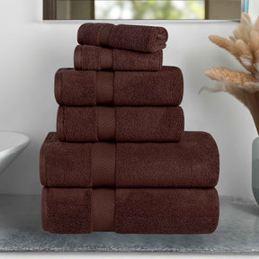 Zero-Twist Cotton Quick-Drying Absorbent Assorted 6 Piece Towel Set - Espresso