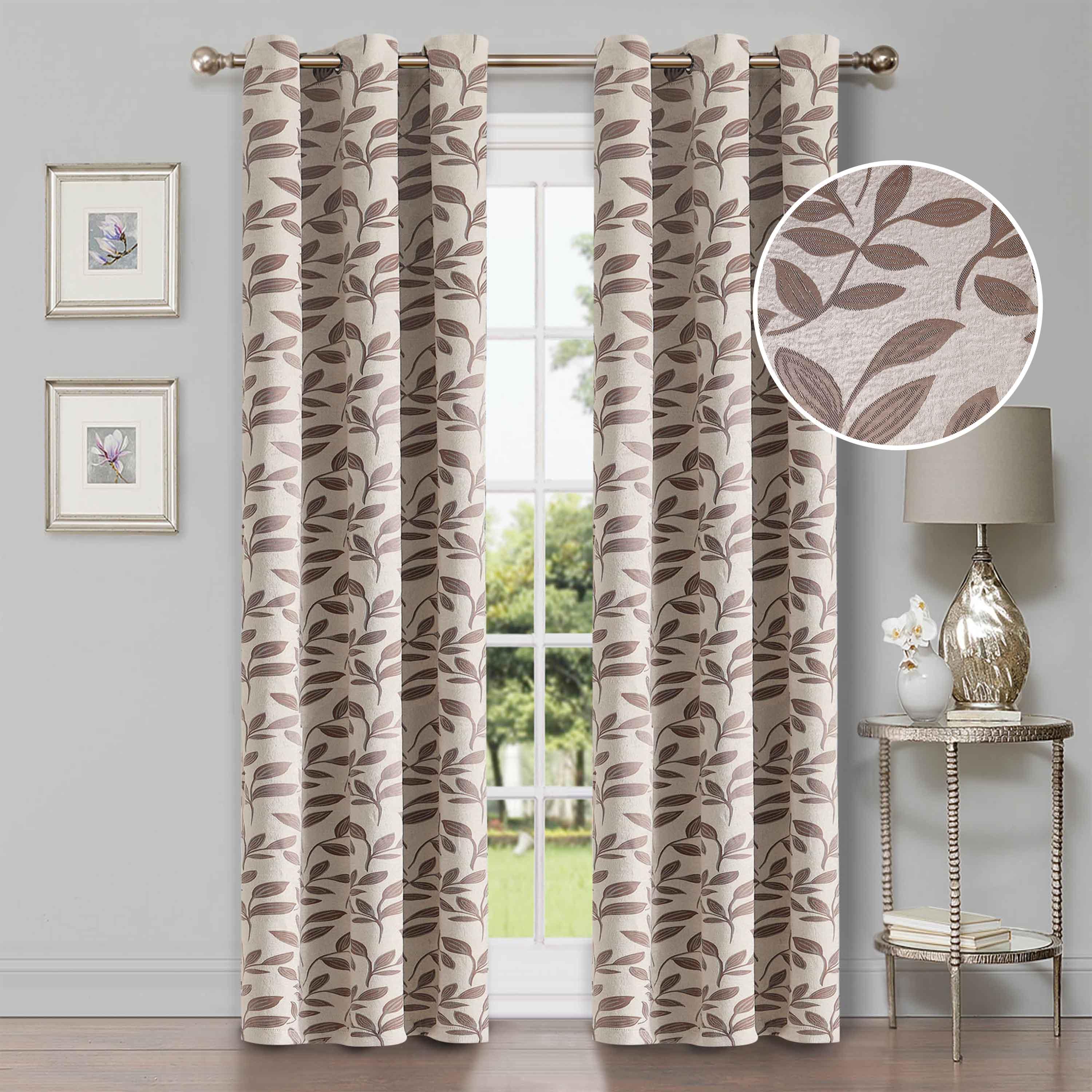 Leaves Machine Washable Room Darkening Blackout Curtains, Set of 2 - Blackout Curtains by Superior Brand