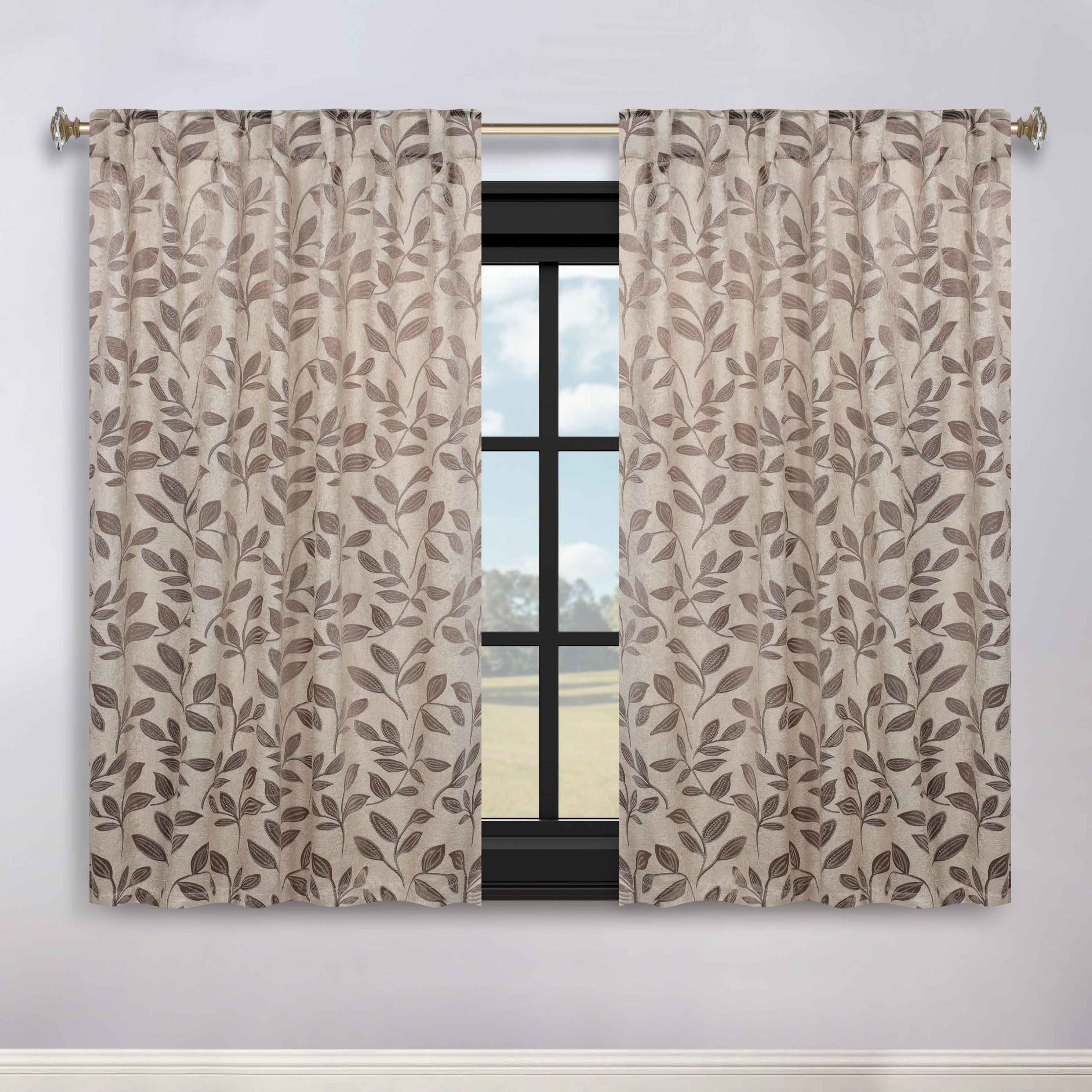 Leaves Room Darkening Back Tabs Blackout Curtain Panels, Set of 2 - Blackout Curtains by Superior