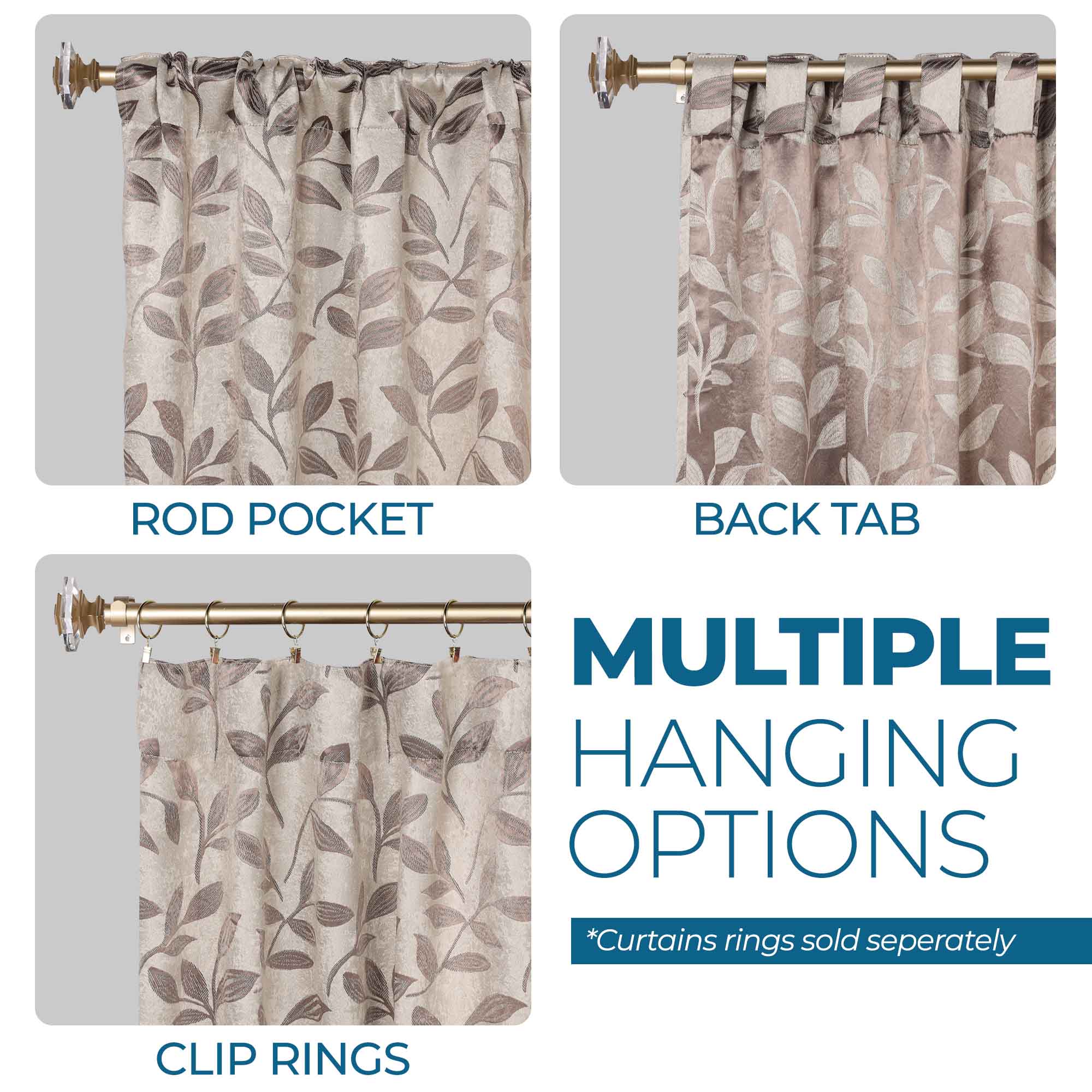 Leaves Room Darkening Back Tabs Blackout Curtain Panels, Set of 2 - Blackout Curtains by Superior