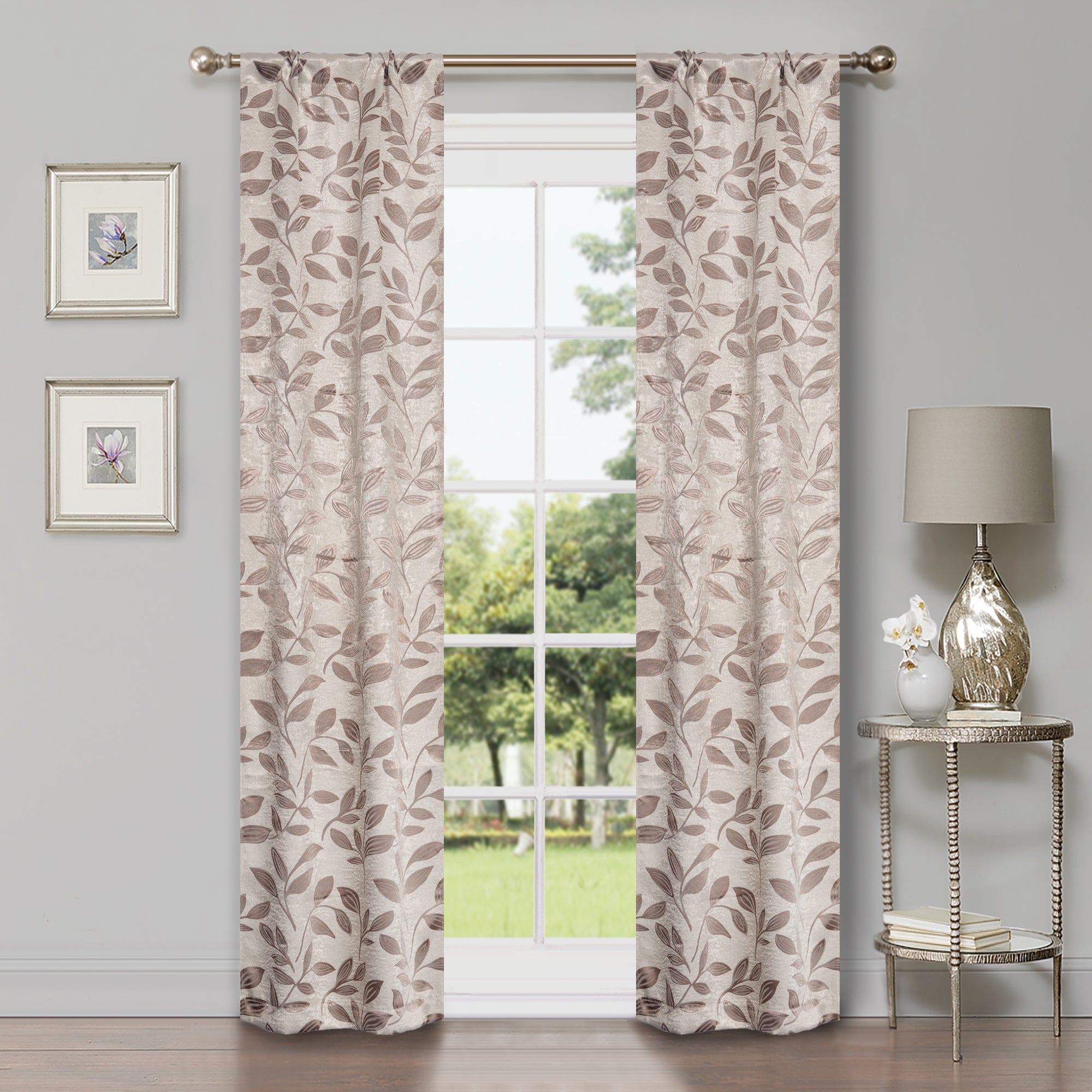 Leaves Room Darkening Washable Blackout Curtain Panels, Set of 2 - Blackout Curtains by Superior