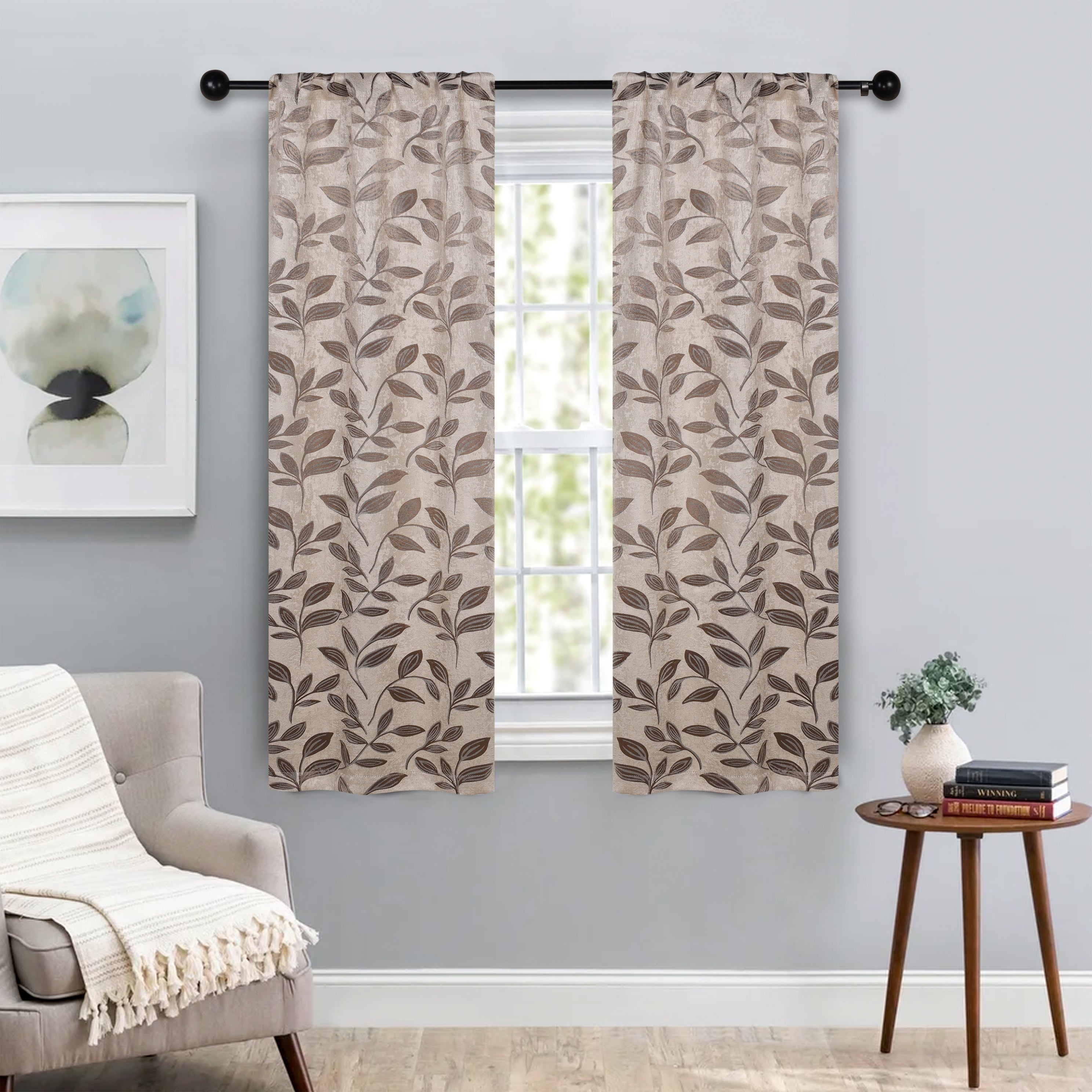 Leaves Room Darkening Washable Blackout Curtain Panels, Set of 2 - Blackout Curtains by Superior