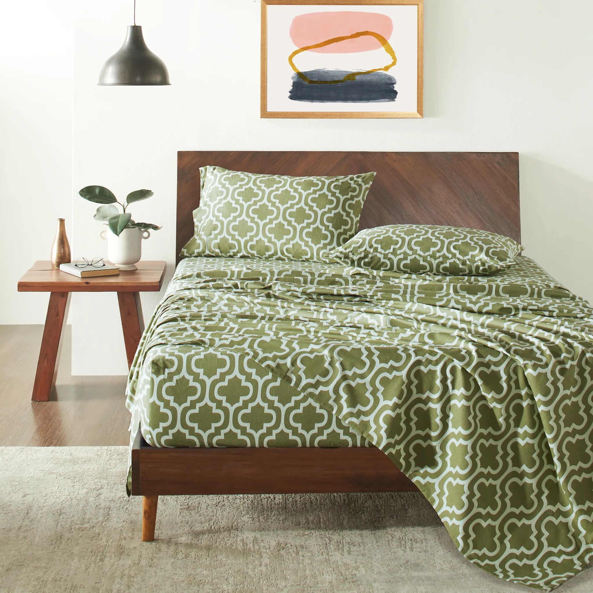 100% Cotton Flannel Bed Sheet Set Trellis Deep Pocket - Sheet Set by Superior Brand