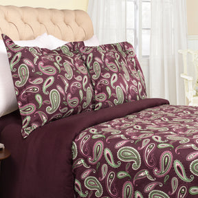 Superior Flannel Cotton Paisley Luxury Duvet Cover Set - Purple