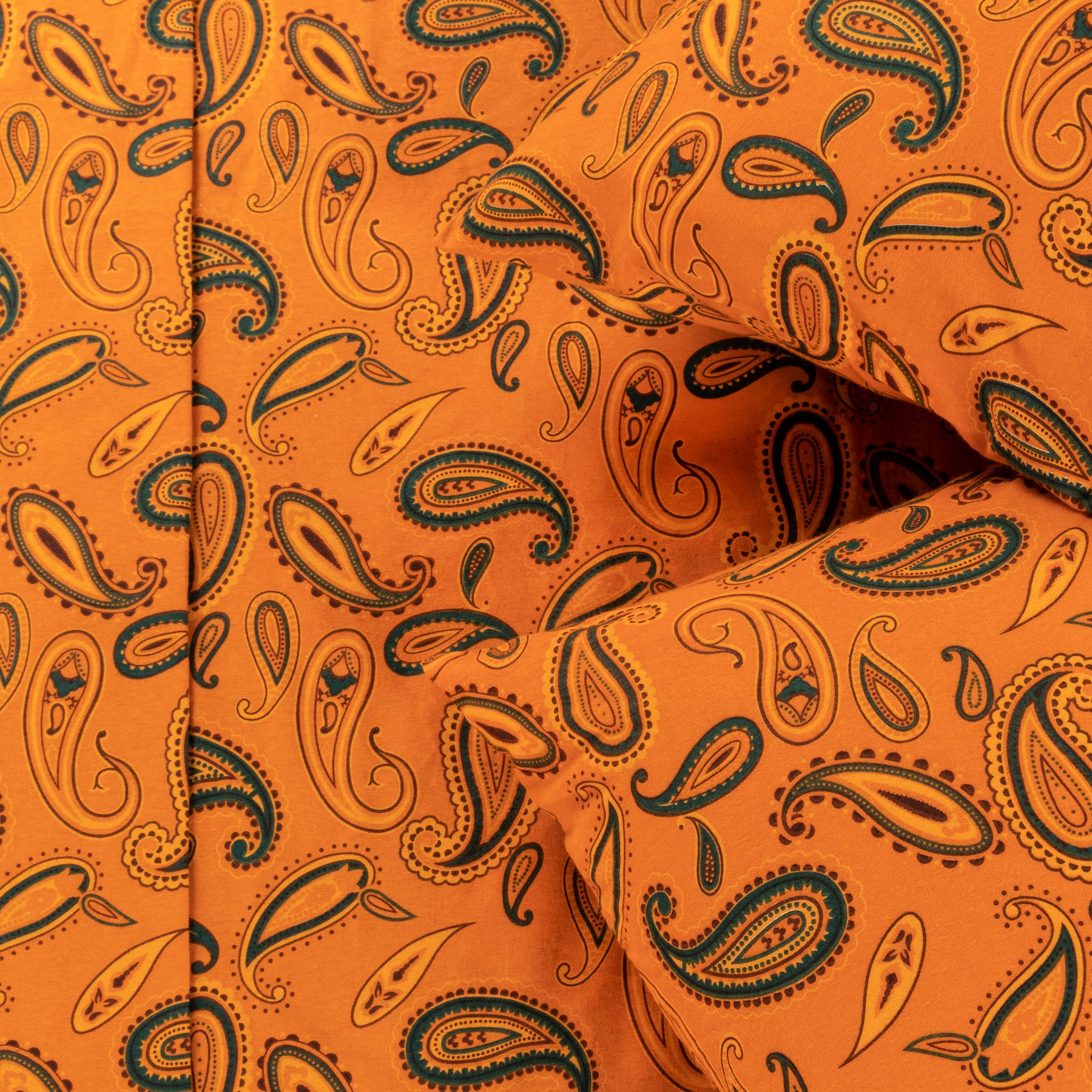 Superior Cotton Flannel Paisley Luxury Bed Sheet Set - Pumpkin