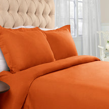 Superior Flannel Cotton Solid Modern Luxury Duvet Cover Set - Pumpkin