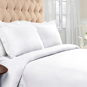 Superior Flannel Cotton Solid Modern Luxury Duvet Cover Set - White