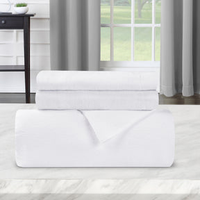 Superior Flannel Cotton Solid Modern Luxury Duvet Cover Set - White