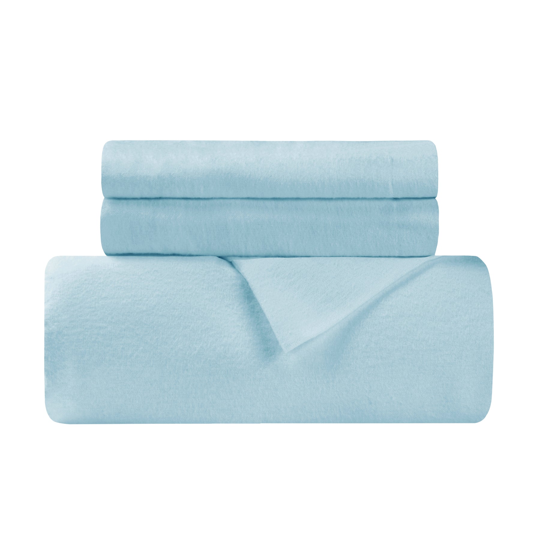 Superior Flannel Cotton Solid Modern Luxury Duvet Cover Set - Light Blue