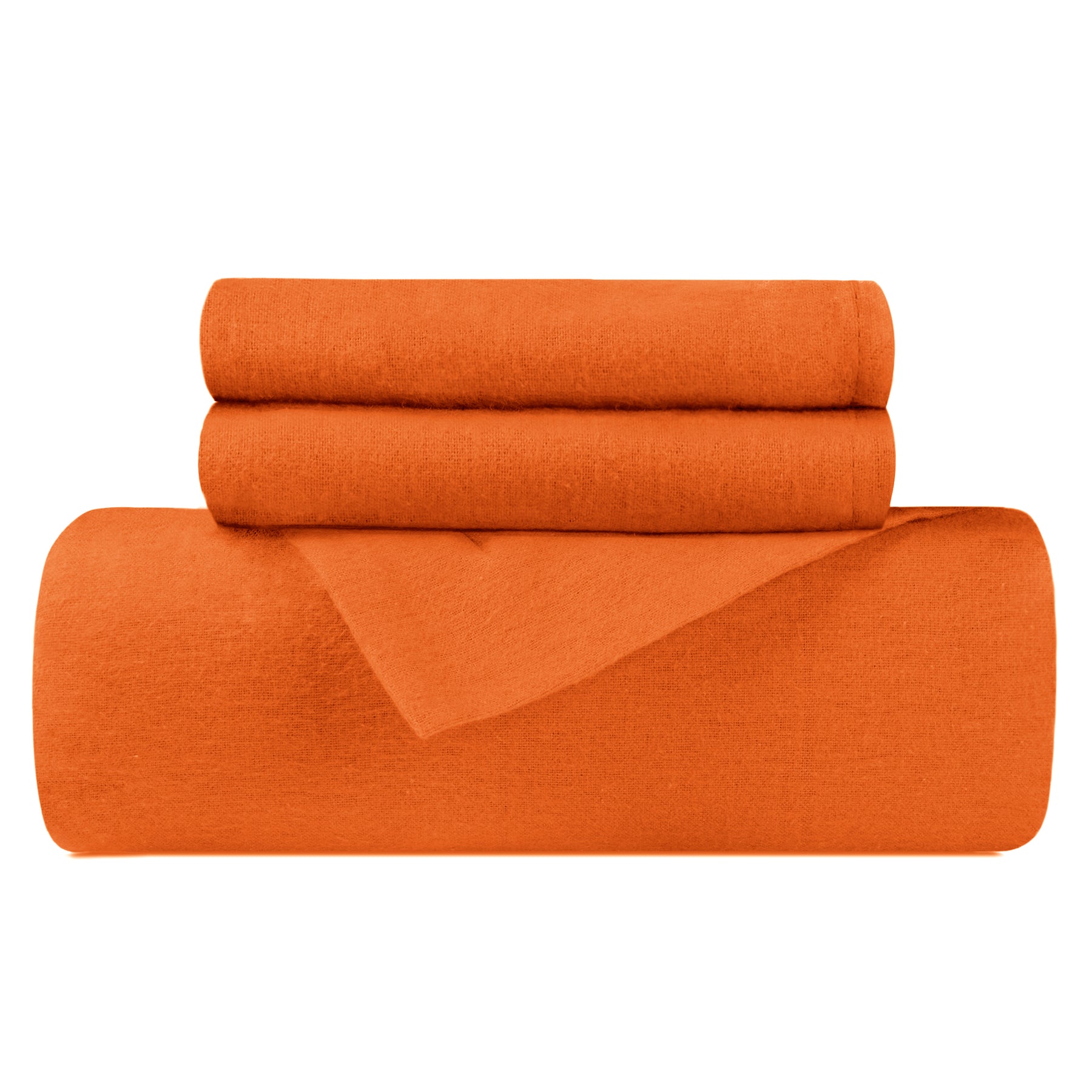 Superior Flannel Cotton Solid Modern Luxury Duvet Cover Set - Orange