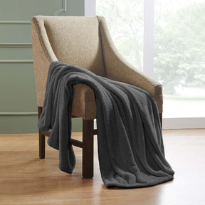 Superior Fleece Plush Medium Weight Fluffy Soft Decorative Solid Blanket - Charcoal