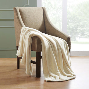 Superior Fleece Plush Medium Weight Fluffy Soft Decorative Solid Blanket - Ivory