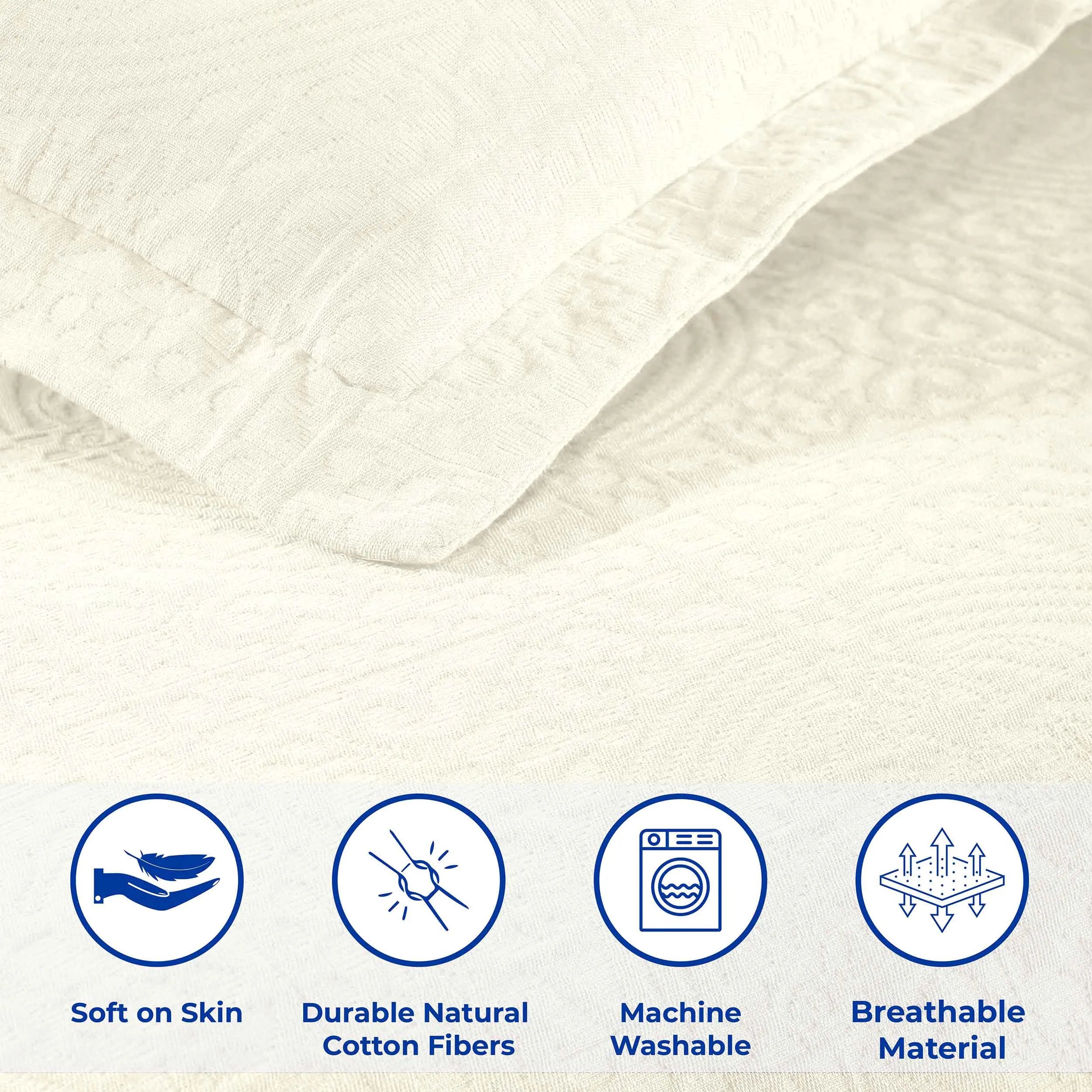 Fleur De Lis Jacquard Matelassé Cotton Medallion Bedspread Set - Bedspread by Superior Brand