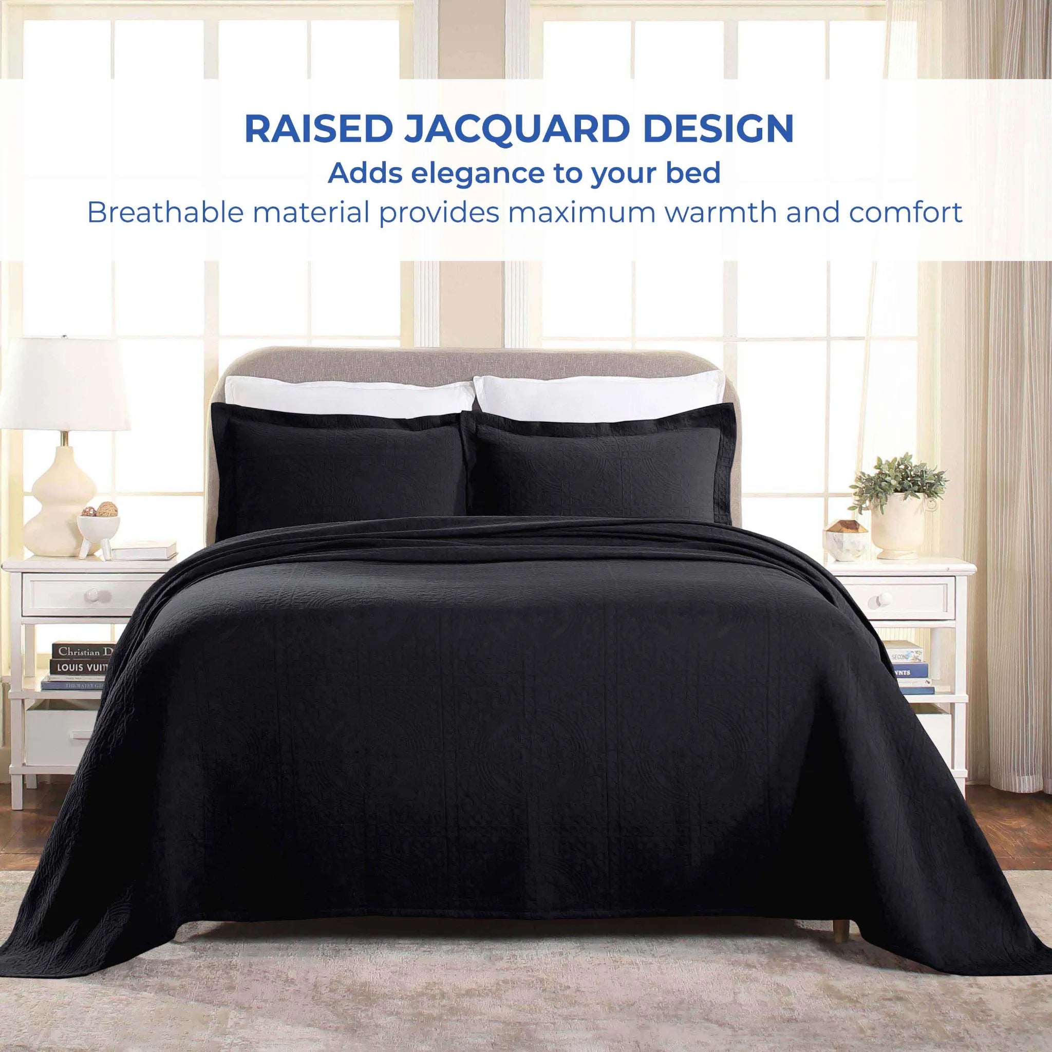 Fleur De Lis Jacquard Matelassé Cotton Medallion Bedspread Set - Bedspread by Superior Brand