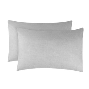 Melange Flannel Cotton Two-Toned Textured Pillowcases Set of 2 - Grey
