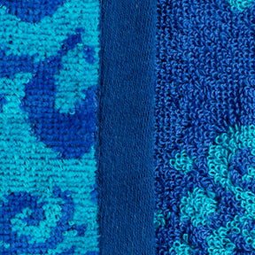 Superior Floral Mandala Cotton Oversized Beach Towel Set - Blue