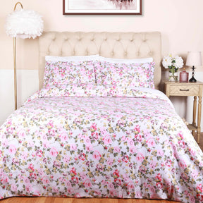 300 Thread Count Solid or Floral Cotton All-Season Duvet Cover Set