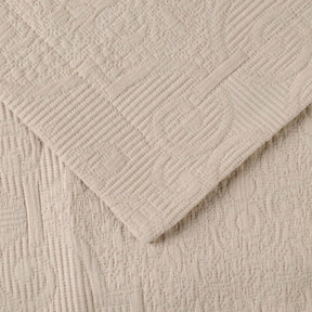 Florin Cotton Matelasse Weave Jacquard Scroll Medallion Bedspread Set - Linen