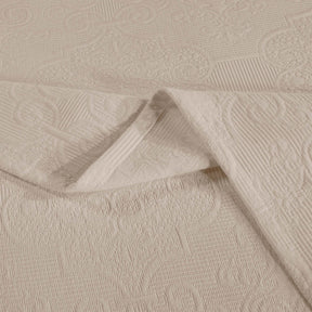 Florin Cotton Matelasse Weave Jacquard Scroll Medallion Bedspread Set - Linen