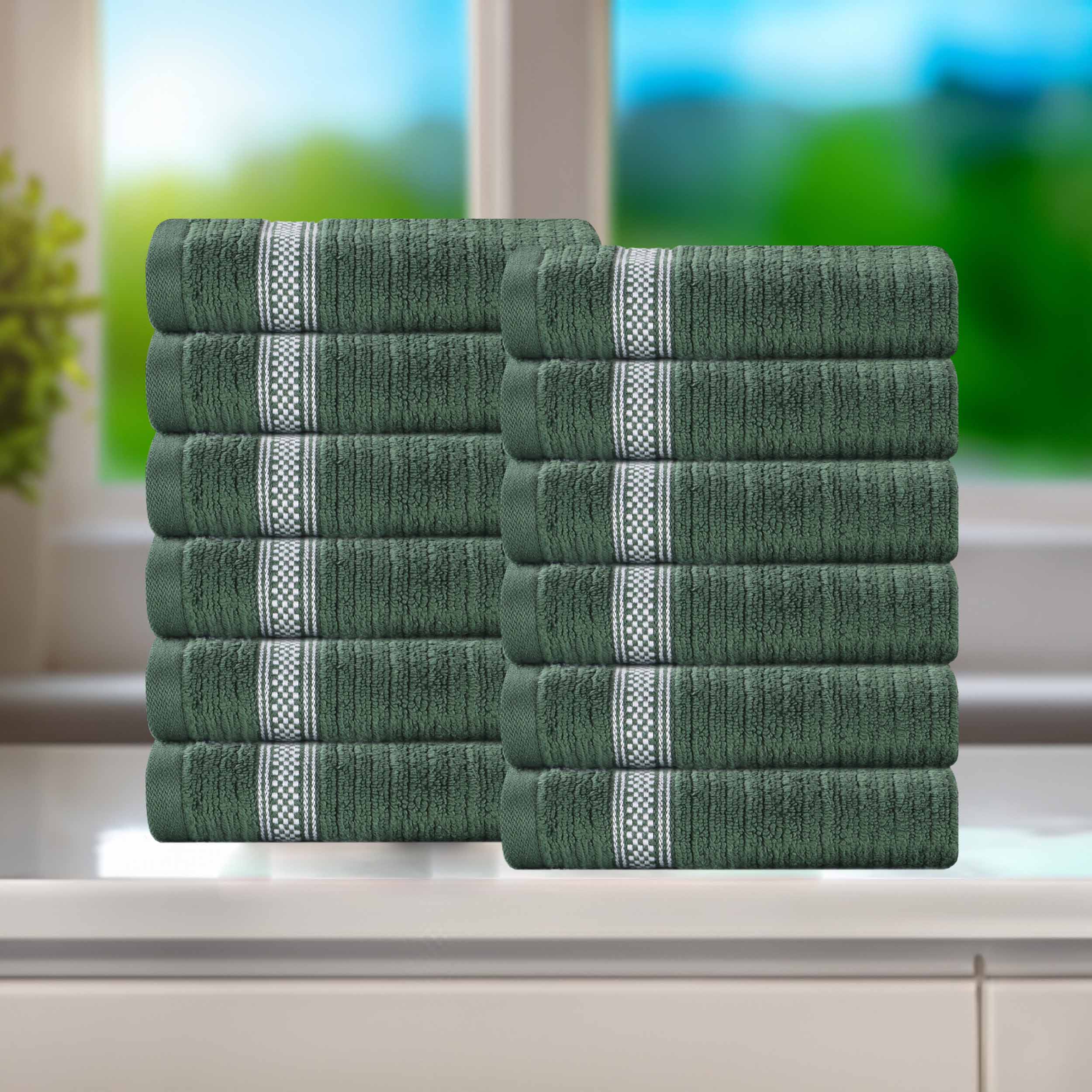 Brea Zero-Twist Cotton Ribbed Face Towel Set 12 Piece - Face Towel by Superior Brand