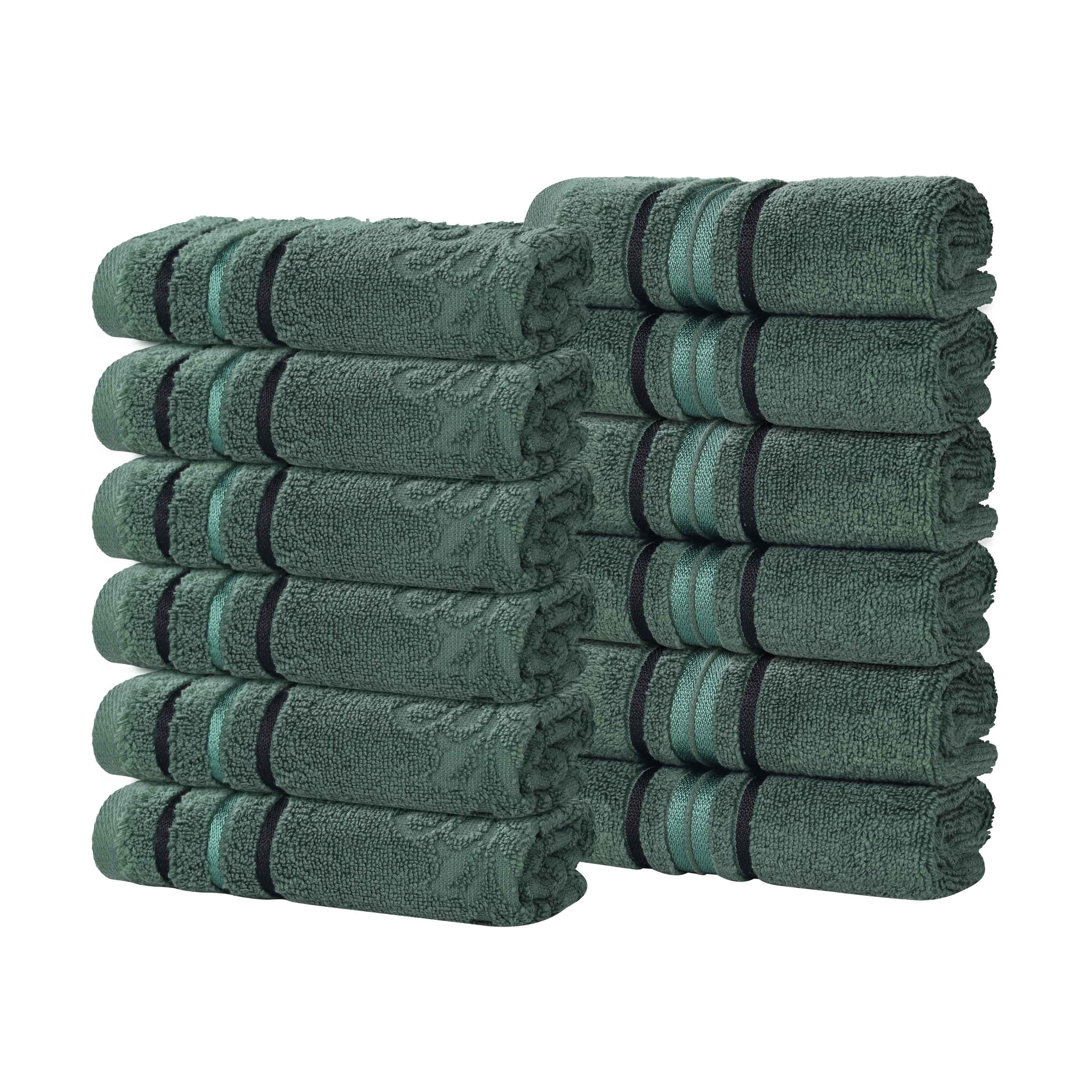 Sadie Zero Twist Cotton Solid and Jacquard Floral Face Towel Set of 12 - Face Towel by Superior Brand