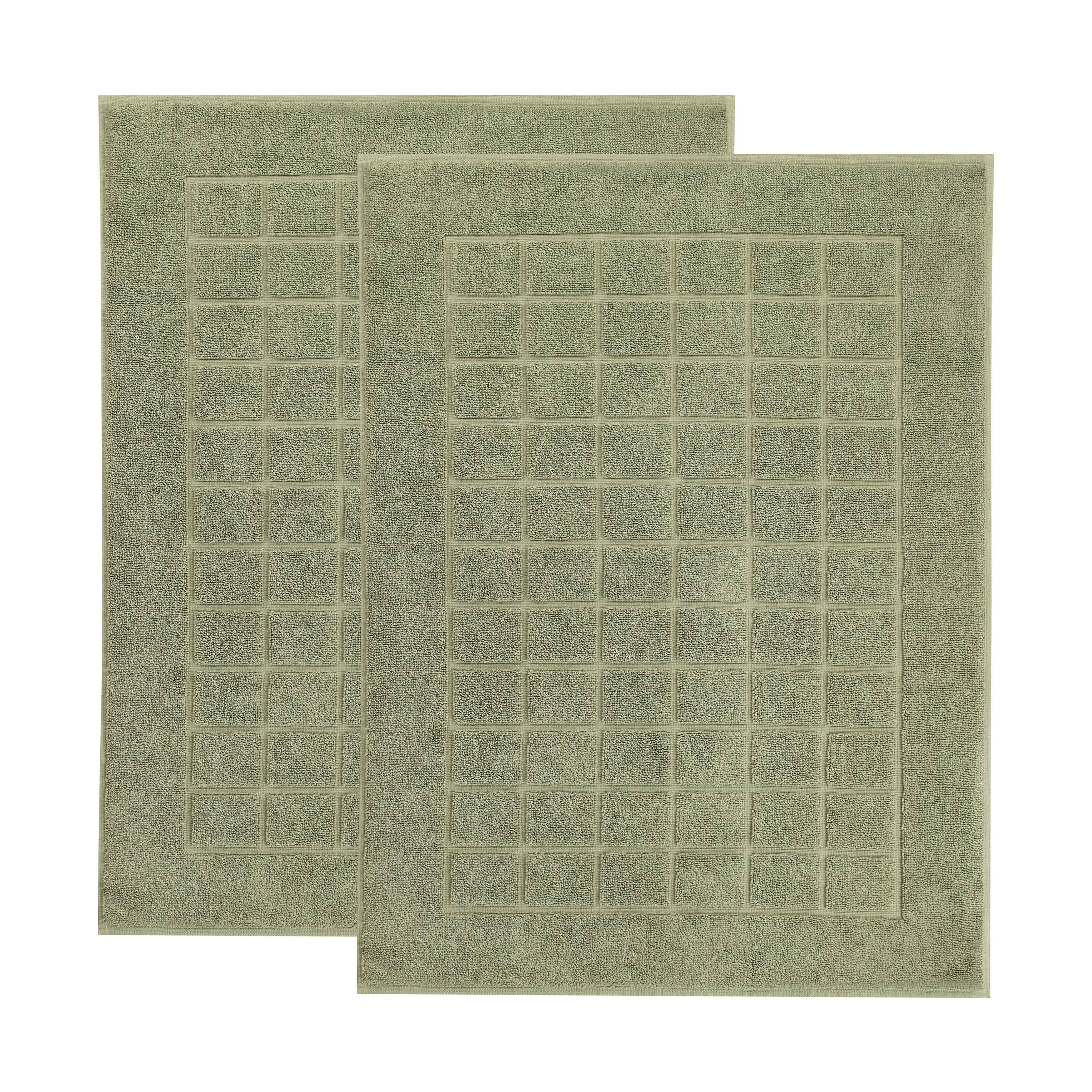 Nora Cotton Solid Absorbent Thick Checkered Washable Bath Mat Set of 2 - Bath Mats by Superior
