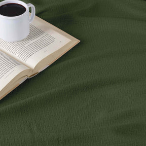 Nobel Cotton Textured Jacquard Chevron Lightweight Woven Blanket - ForestGreen