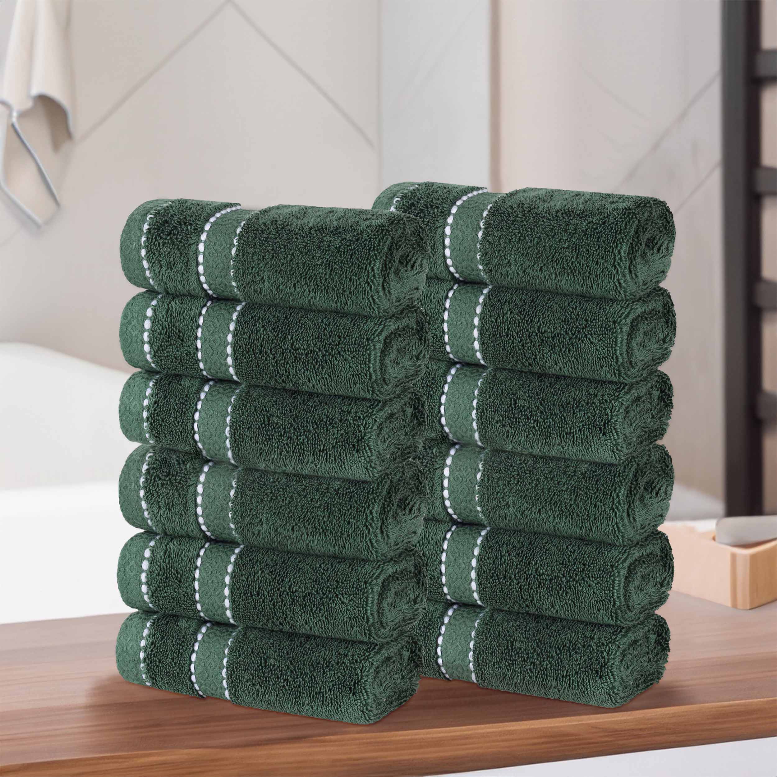 Egyptian Giza Cotton Plush Soft Towel Set 12 Piece - Egyptian Cotton Towel Set by Superior Brand
