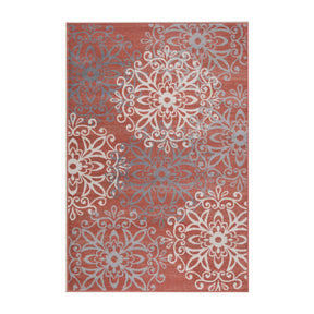 Leigh Traditional Floral Scroll Indoor Area Rug or Runner Rug Or Door Mat - Ginger