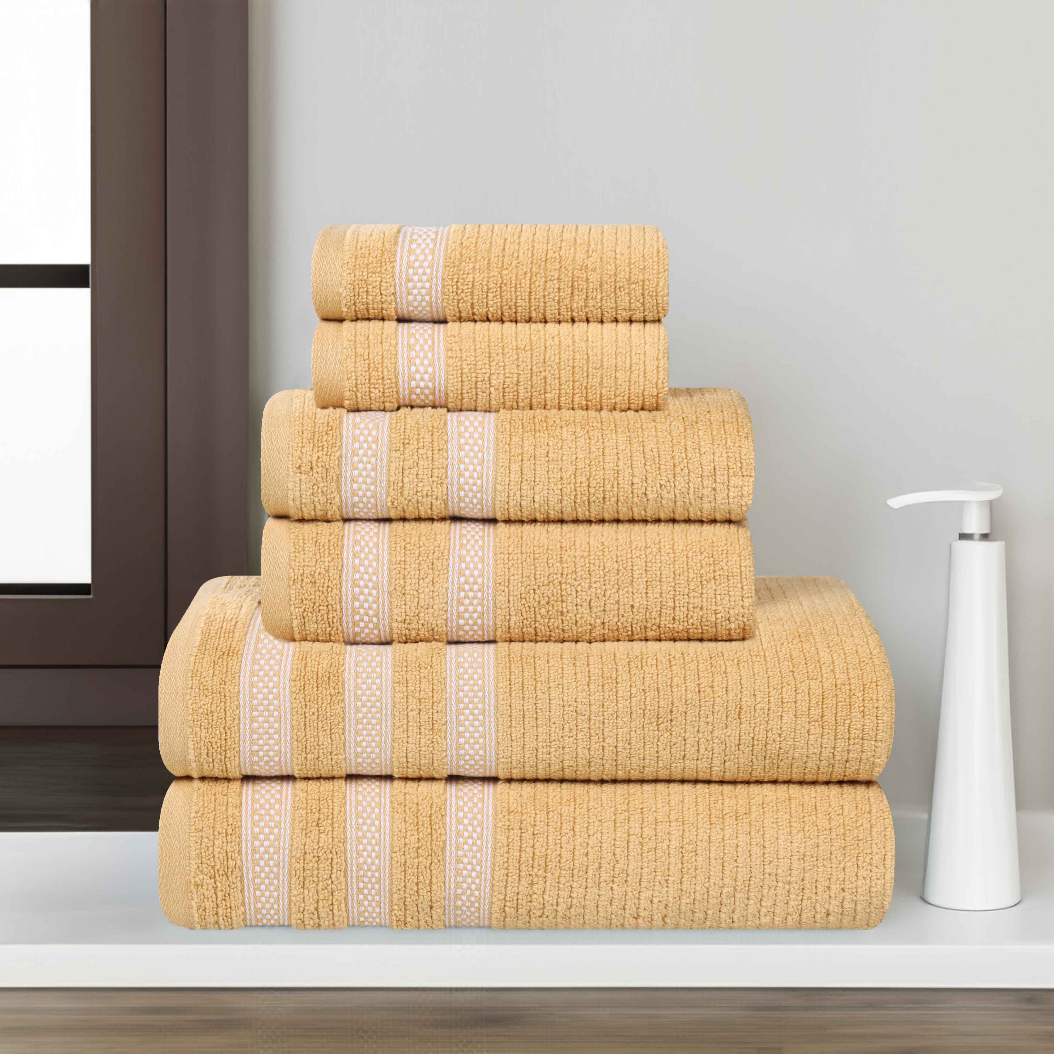 Zero Twist Cotton Ribbed Towel Set 6-Piece - Brea - Towel Set by Superior Brand