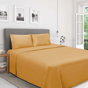 Egyptian Cotton 1200 Thread Count Eco-Friendly Solid Sheet Set - Gold