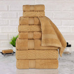 Chevron Zero Twist Solid and Jacquard Cotton 9 Piece Towel Set - Towel Set by Superior